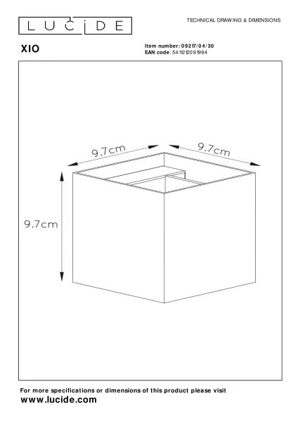 Lucide XIO - Wandlamp - LED Dimb. - G9 - 1x4W 2700K - Verstelbare stralingshoek - Zwart - technisch